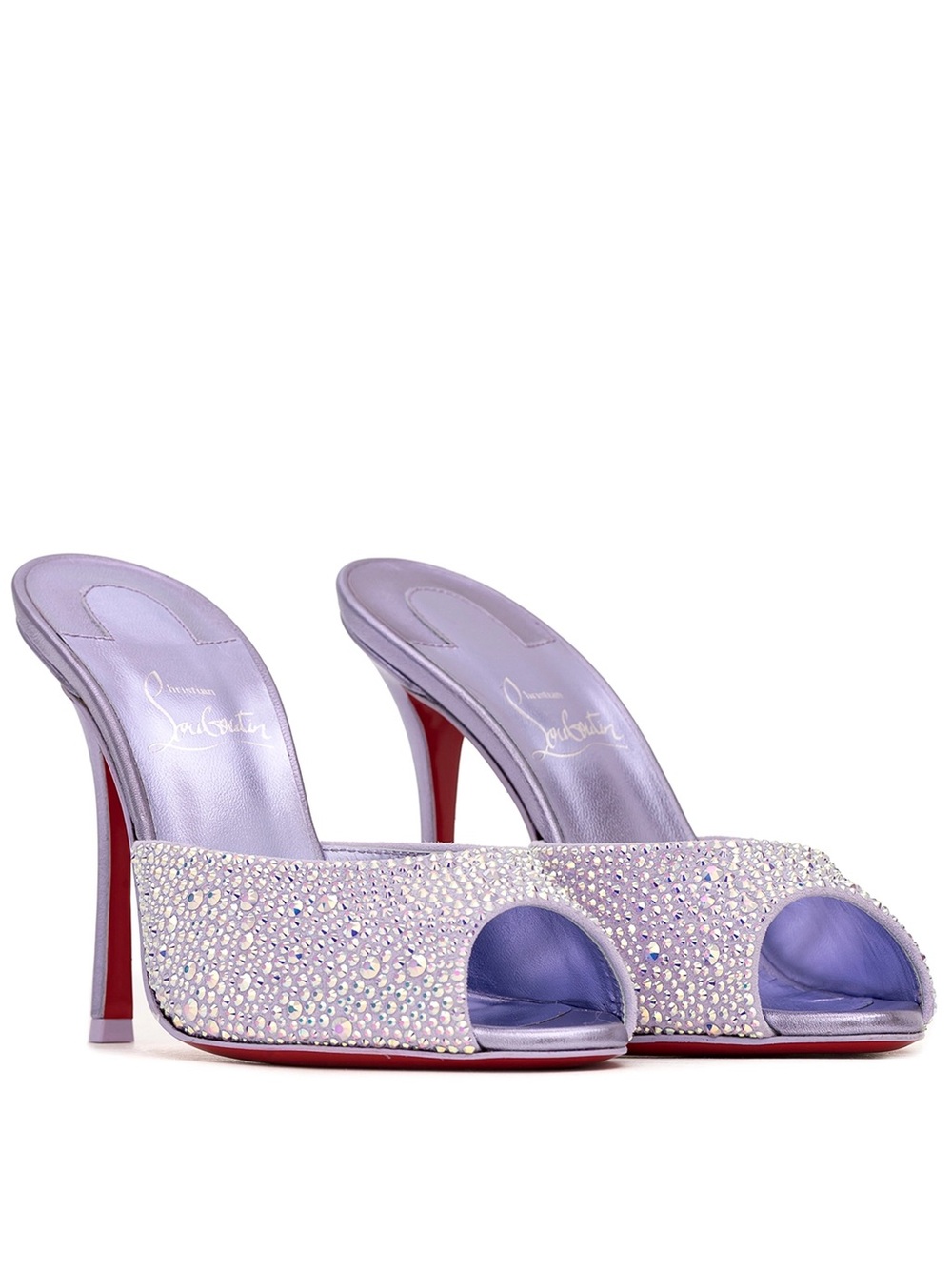 Christian Louboutin Lilac Crystal Open-Toe Stiletto Mules
